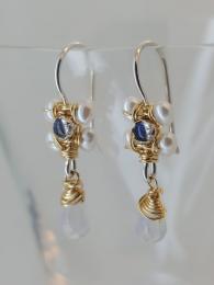 Labradorite and Pearls Jasmine Earrings Jewellery Jewelry Semi precious Gemstone Sally Bourne Interiors London Muswell Hill